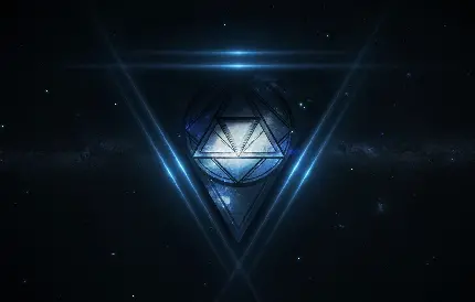 عکس مثلث انتزاعی با تم کهکشانی آبی برای محیط کامپیوتر