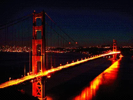 عکس مدرن پل گلدن گیت کالیفرنیا در شب تیره Golden Gate 