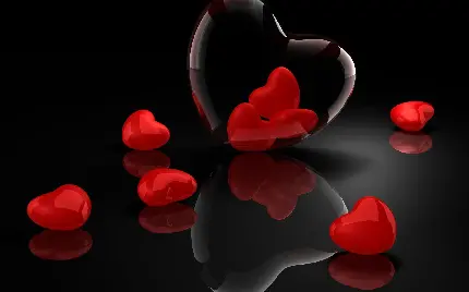 عکس قشنگ قلب قرمز شیشه ای با زمینه مشکی برای پروفایل تلگرام