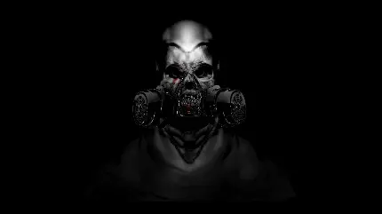 تصویر استوک عجیب و وحشتناک ماسک شیمیایی با زمینه تاریک