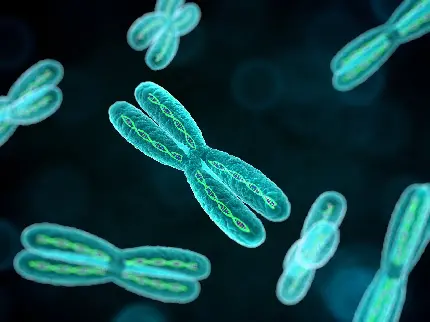 تصویر زمینه کروموزوم سالم ساخته شده از رشته های دی ان ای DNA