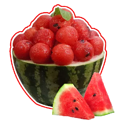 عکس png هندوانه تزئین شده در ظرفی از جنس پوست خود میوه