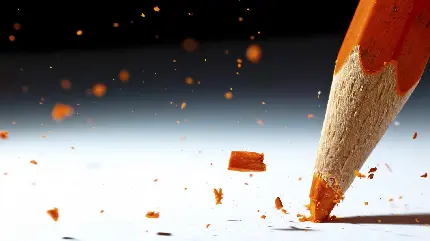 والپیپر شگفت انگیز و قشنگ از مداد رنگی نارنجی با نوک تیز 