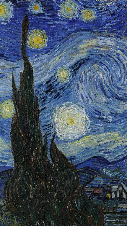 عکس واقعی نقاشی شب پر ستاره اثر ونسان ون گوگ نقاش معروف 