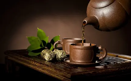 بارگیری بک گراند شیک و ساده از سرو چایی در فنجان های زیبا