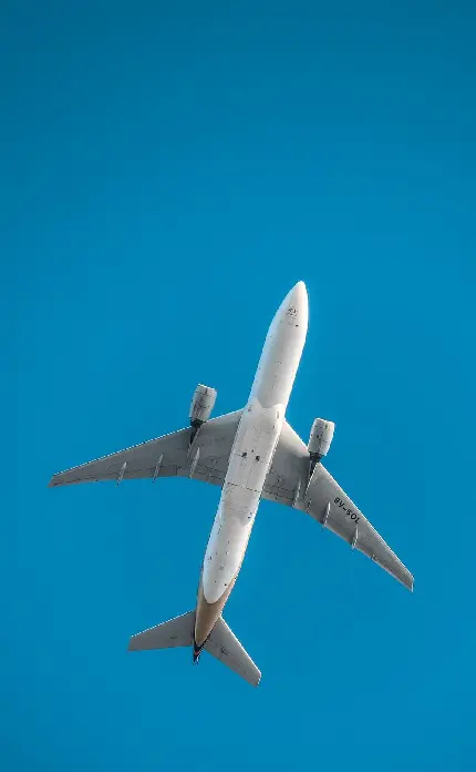 دانلود بک گراند آبی آسمانی ساده و هواپیما Airplane سفید 