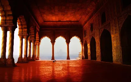 تصویر زمینه دیدنی نمای داخل معبد در هندوستان با کیفیت بالا