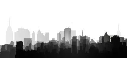 عکس پی ان جی سیاه سفید از ساختمان های بلند و شهر مدرن و بزرگ 