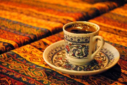 زیباترین عکس استوک فنجان قهوه ترک طرحدار با کیفیت اچ دی
