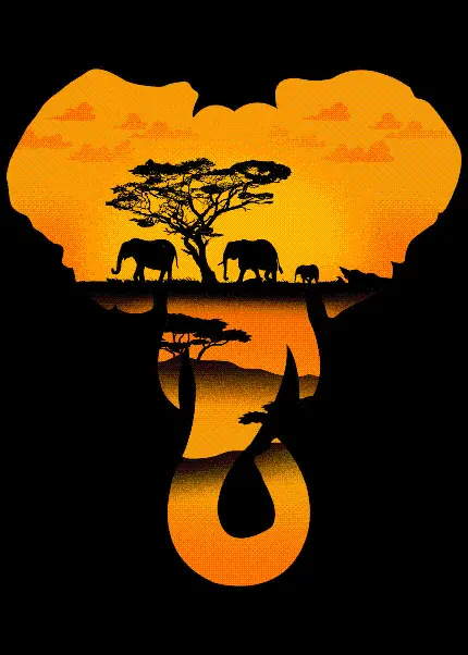 والپیپر و پوستر چاپی فیل آفریقا در فضای باز هنرهای گرافیکی پاپ آرت