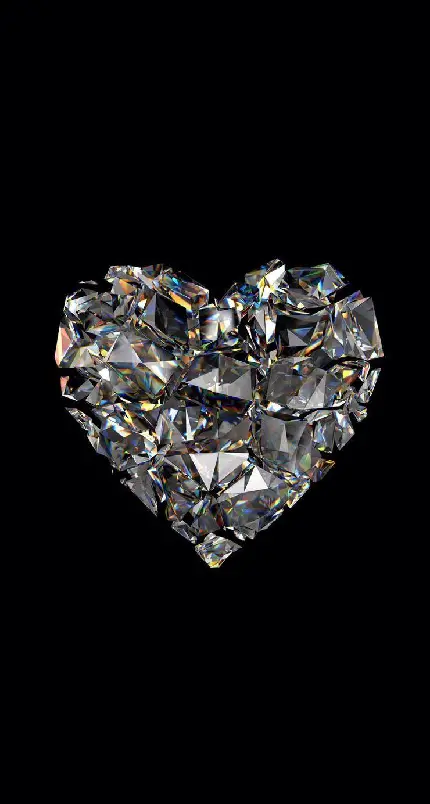 تصویر رویایی قلب شیشه ای شفاف الماس شکل برای پروفایل تلگرام