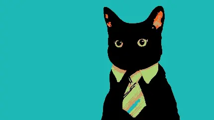 زیباترین عکس فانتزی گربه سیاه کراواتی مخصوص محیط دسکتاپ