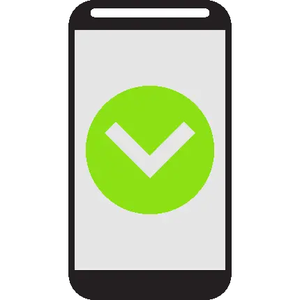تصویر تیک سبز داخل صفحه گوشی موبایل در فرمت png