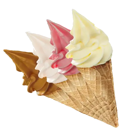 عکس دور بریده شده بستنی قیفی چند طعم مختلف 