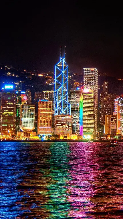 دانلود بک گراند منحصر به فرد بندرگاه زیبای شهر هنگ کنگ در شب