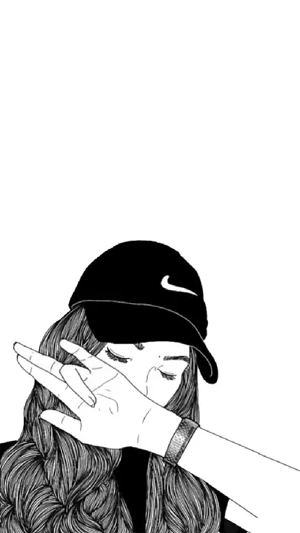 عکس پروفایل خاص نقاشی دختر با کلاه سیاه ورزشی برای تلگرام