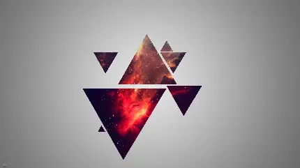 تصویر مثلث های انتزاعی با تم کهکشانی قرمز برای پوستر مینیمال