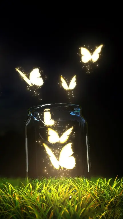 دانلود تصویر زمینه مشکی طلایی پروانه های جادویی درخشان 