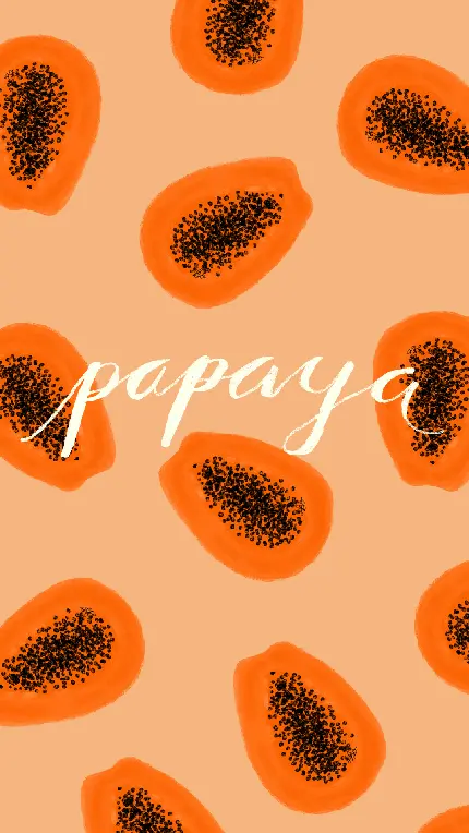 والپیپر مینیمال از پترن میوه پاپایا با زمینه نارنجی برای گوشی