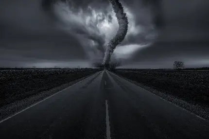 عکس گردباد در جاده تاریک بیابانی پیشنهاد ویژه پروفایل خاص