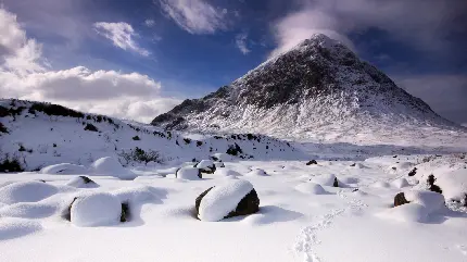 دانلود عکس منظره برفی در کوهستان دوست داشتنی برای چاپ تابلو