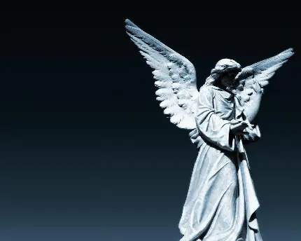 دانلود عکس مجسمه فرشته بالدار واقعی با زمینه مشکی 