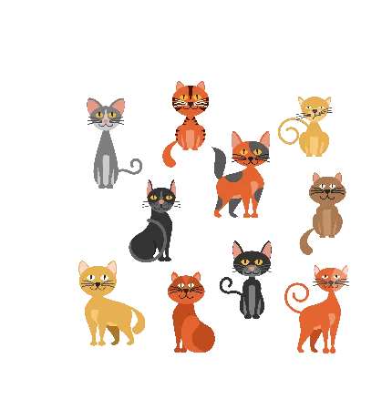 نقاشی کامپیوتری و طرح گرافیکی گربه های بامزه با فرمت PNG