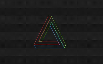تصویر زمینه مشکی سه بعدی ساده با طرح مثلث بی نهایت رنگارنگ