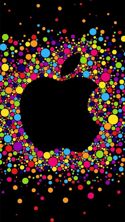 دانلود بک گراند مشکی لوگو گوشی اپل با دیزاین رنگارنگ
