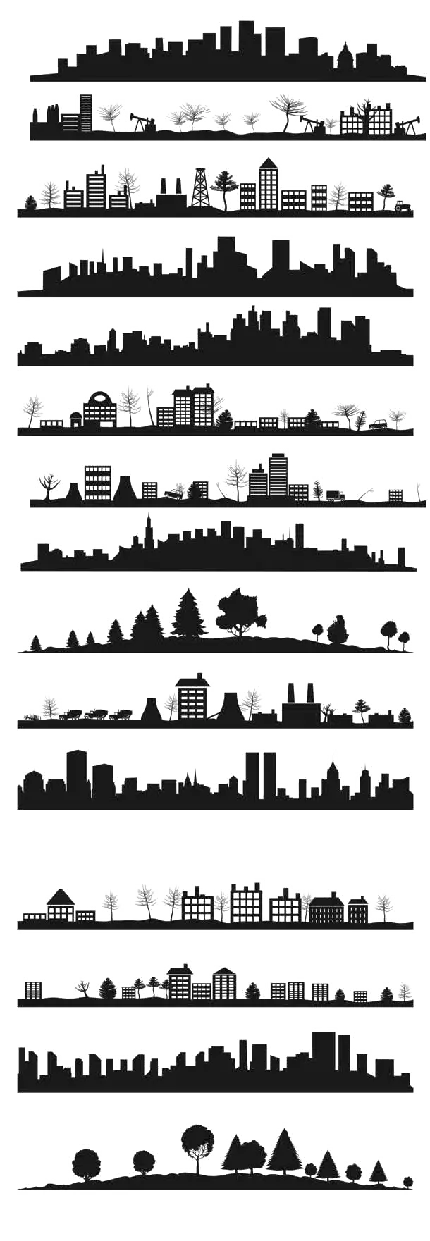 تصویر طرح های مختلف گرافیکی شهر های بزرگ و کوچک با فرمت PNG 