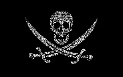 عکس پرچم سیاه سفید دزدان دریایی با طرح دیدنی جمجمه و شمشیر