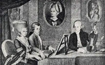 تصویر قدیمی و سیاه سفید از ولفگانگ آمادئوس موتسارت 