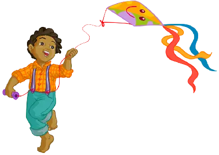 عکس پسر بچه شاداب درحال بادبادک بازی با فرمت PNG و بدون زمینه