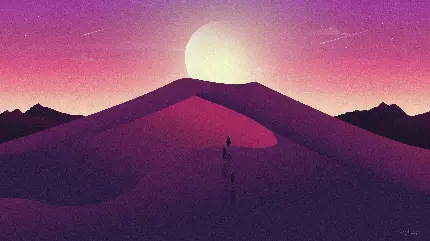 عکس آسمان شب با ماه و ستاره