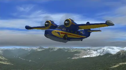 دانلود عکس هواپیمای تماشایی زرد آبی در زمان های قدیم