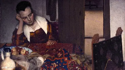 شاهکار نقاشی یوهانس فرمیر با عنوان زن جوان در خواب 