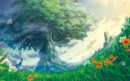 والپیپر انیمیشنی درخت پر طراوت زندگی در طبیعتی وصف نشدنی 