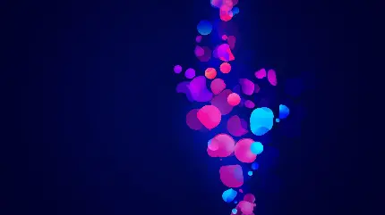 تصویر انتزاعی نورانی بنفش آبی از حباب های تری دی براق
