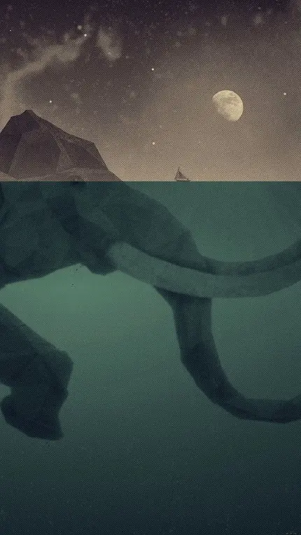 بک گراند انیمیشنی فیل و قایق در دریا برای موبایل بزرگسالان