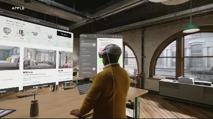  دانلود عکس نحوه کارکرد هدست Apple Vision Pro محصول شدید کمپانی اپل