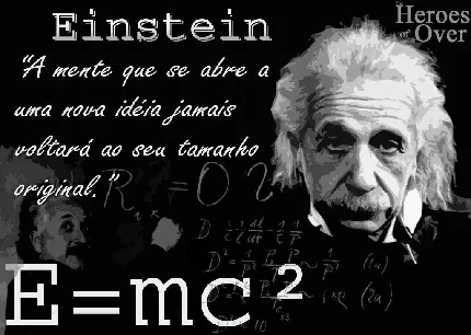 عکس نوشته مخترع فرمول هم‌ارزی جرم و انرژی  E=mc۲ انیشتین