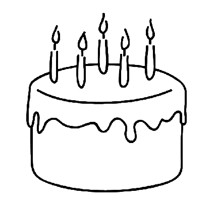 عکس بدون پس زمینه png نقاشی کیک تولد با شمع های روشن 