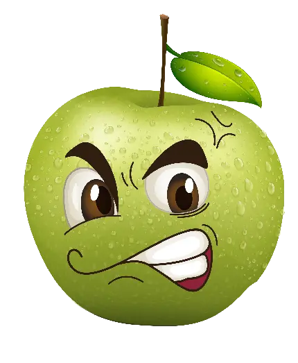 دانلود وکتور سیب سبز کارتونی عصبانی برای برنامه ادیت