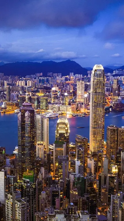 عالی ترین بک گراند شهر پر ابهت و پراز آسمان خراش هنگ کنگ