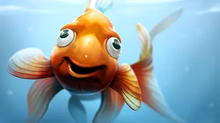 قشنگ ترین بک گراند ماهی کارتونی نارنجی کیوت در حال شنا