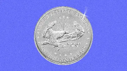 تصویر فول اچ دی full HD سکه نقره ای با عکس عقاب و بک گراند بنفش 