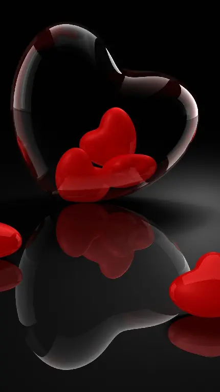 والپیپر زیبا و باکیفیت قلب قرمز با زمینه مشکی برای صفحه دسکتاپ