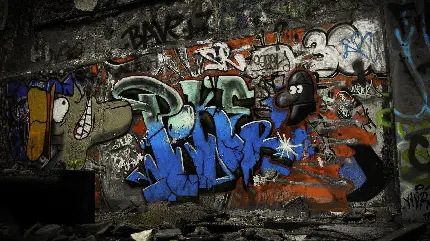 تصویر زیبا و فول اچ دی جالب ترین نقاشی دیواری فانتزی سبک گرافیتی