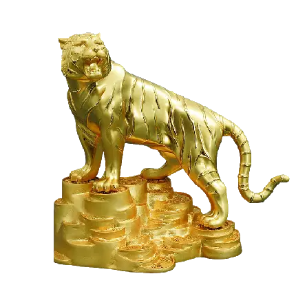 چاپ پوستر تصویر مجسمه ببر طلایی PNG رایگان با بالاترین کیفیت 