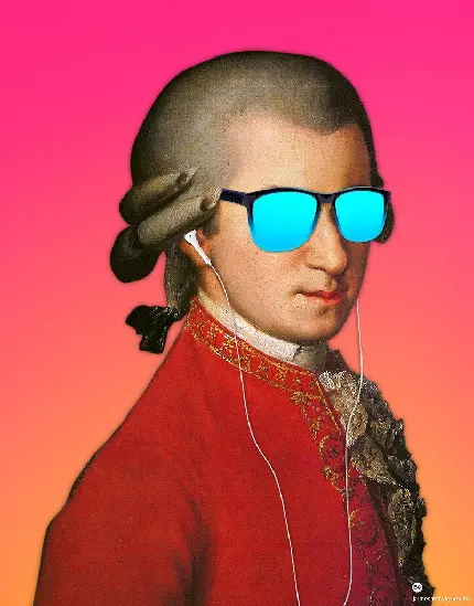 فتوشاپ کیوت و بامزه عکس موتسارت آهنگساز بزرگ اتریشی 